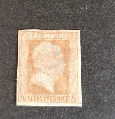  BRIEFMARKE DEUTSCHE STAATEN PREUSSEN 6PF 1/2 6 PFENNING ORANGE KÖNIG Friedrich Wilhelm IV
