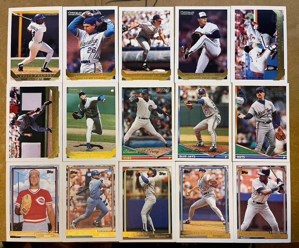 1992-1994 Topps Baseball Gold Winner Black 38 Card Lot Alomar Griffy Franco HOF - Imagem 2 de 3