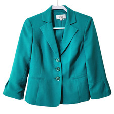 Le Suit Green Blazer Jacket Women Size 6 Business Casual Professional Office