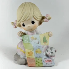 2005 Precious Moments Figurine May Your Holidays Be So-Sew Special 4024088 Quilt