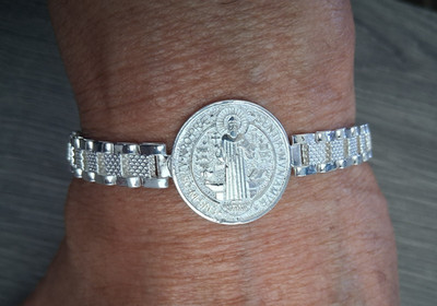 esclaba san benito plata 925 plata real 8'' de larga.