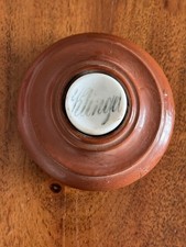 Historischer Klingelknopf Porzellan Holz  Türklingel-Druckknopf Jugendstil 1920!