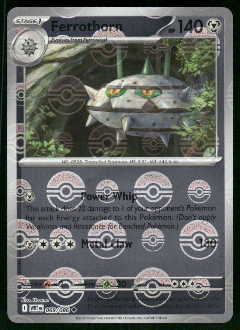 Ferrothorn (Poke Ball Pattern) 069/086 Uncommon Holo NM Pokemon SV: White Flare