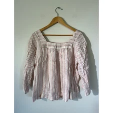 Rachel Zoe linen top womens size S red and white striped