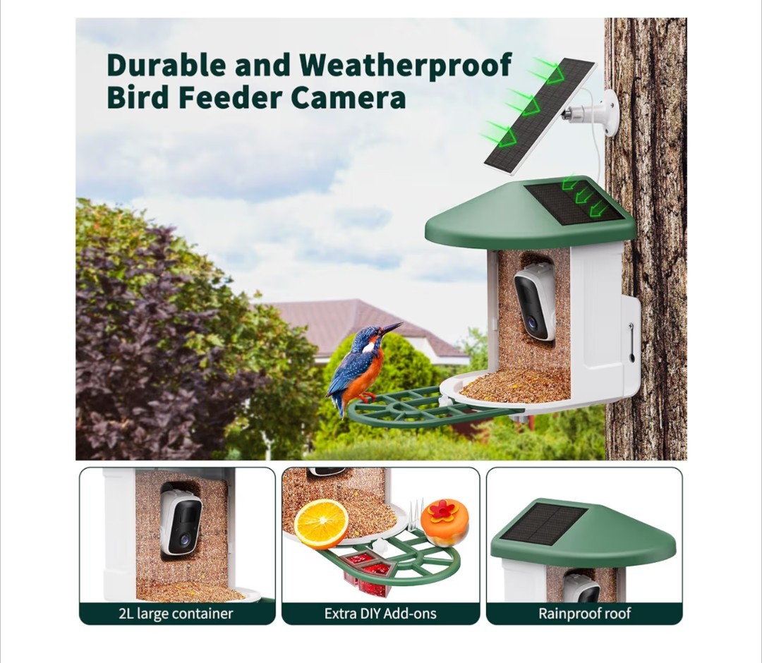 Bird Feeder with Camera with AI Identify Birds Species Solar Panel