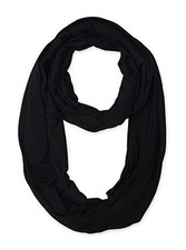 Black Soft Girl Women Infinity Wrap Scarf Stretchy Jersey Knit Sleep 106 Black