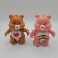 Care Bears Cheer Bear Tender heart Bear Plastic Figurines Lot Moveable limbs