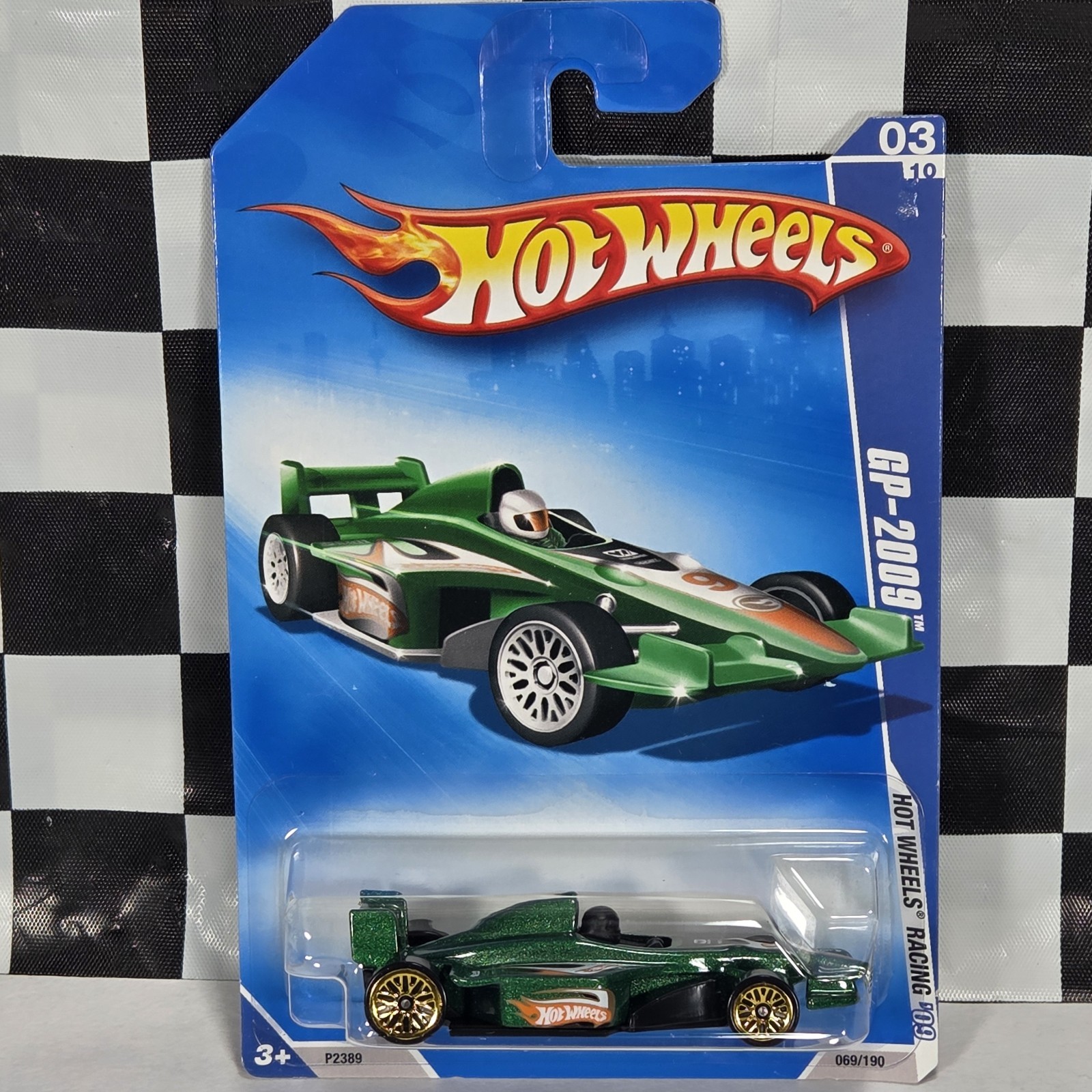 2009 Hot Wheels Racing GP-2009 #069 Green Indy F1 Car W/ Gold Rims NIP race Team