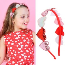 Valentines Day Headband Glitter Heart Headbands Colorful Sequin Headwear Hair...