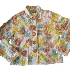 Vintage New Direction Colorful Raised Embellishment Lined Jacket Size XL