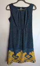 Daisy Fuentes Dress Womens Blue Leopard Print Round Neck Waisted Size Small NWTs