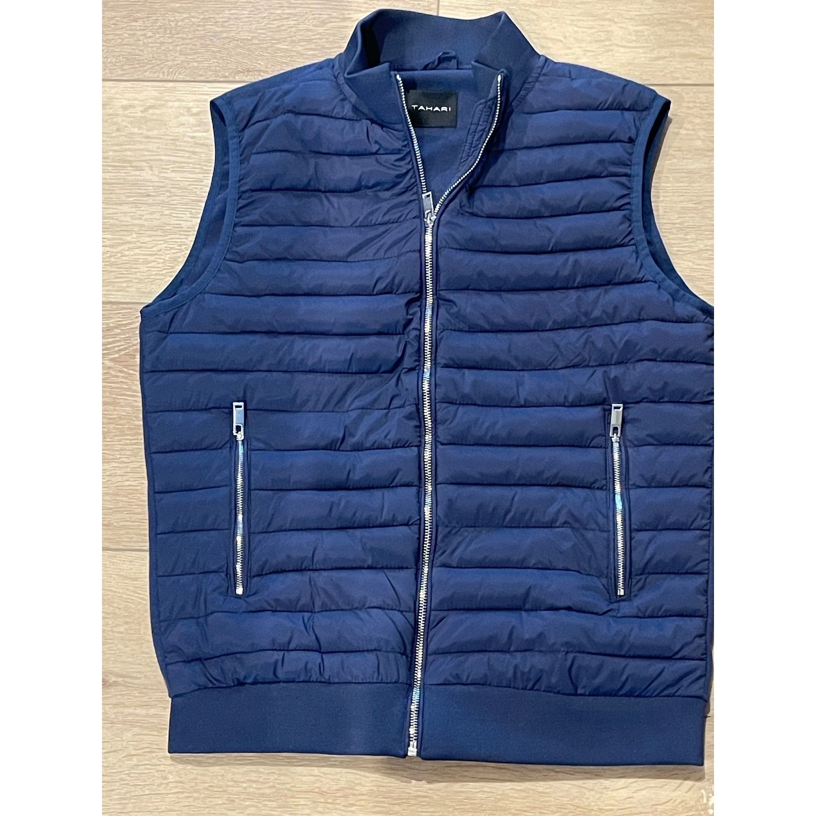 Tahari Mens Navy Blue Quilted Puffer Vest Mixed Media Full Zip Mock Neck Jacket
Opens in a new windo