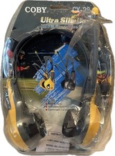 VTG Coby Ultra Slimline AM/FM Sports Headphone Radio Yellow 2004 NEW OPEN BOX