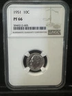 1951 Proof Roosevelt SILVER Dime NGC PF66