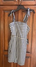 Express Gingham Plaid Mini Dress Size S Blue White Pockets Picnic Ivy Preppy