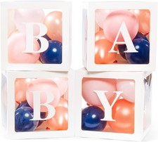 Baby Boxes with Letters for Shower, Gender Reveal Medium, Navy Rose