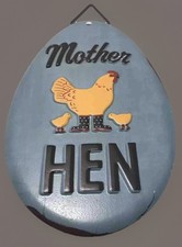 Chicken Hen Mother Metal Primitive Rustic Egg Shaped Wall Decor