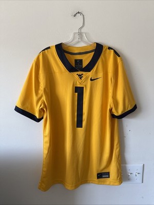 Men s Nike West Virginia Mountaineers #1 Football NCAA Jersey Sz L - Gold RARE