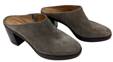 Frye Women’s Slip-On Grey Suede Mules Size 7.5 Block Heel Closed Toe Shoes