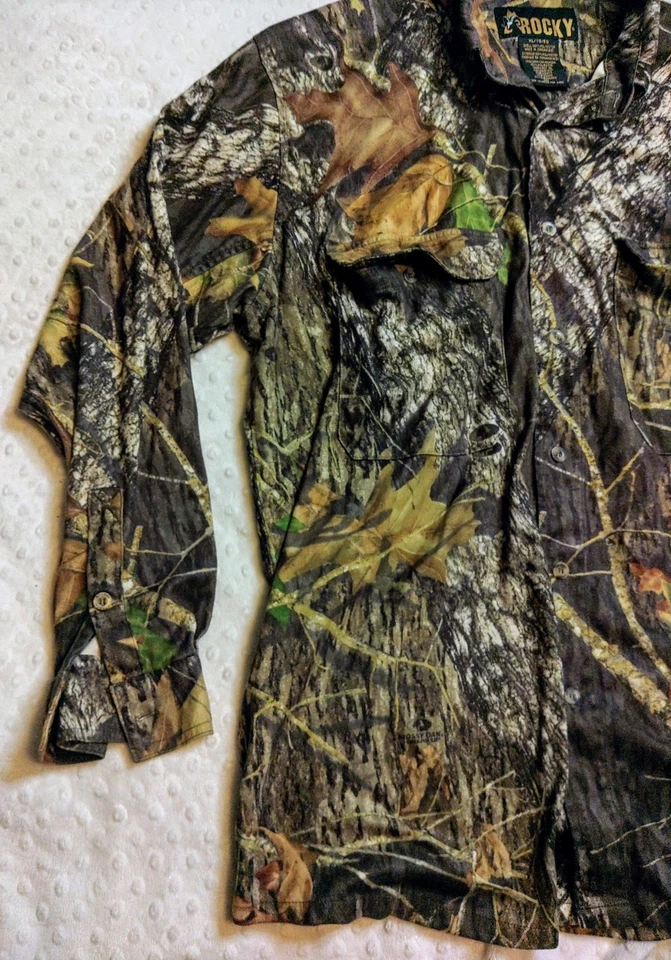 Mens Rocky Mossy Oak BreakUp Camo Scent IQ Atomic XL ButtonUp Shirt Size XLarge  - Image 3 of 4