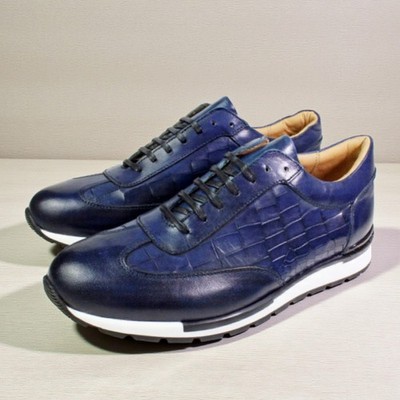 Maury Blue Italian Leather Sneaker, Best Running Shoes for Men