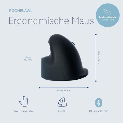 R-Go HE Break Ergonomic Mouse, For big hands, With Anti-RSI Software, Silent cli - Picture 2 of 8