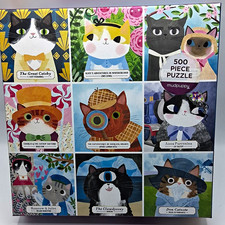 Mudpuppy Bookish Cats 500-Piece Interlocking Cardboard Jigsaw Puzzle