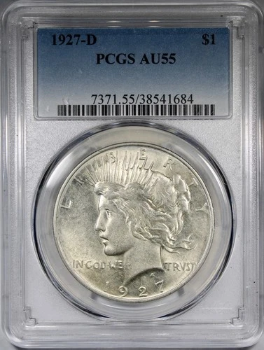 1927-D Peace Dollar PCGS AU55 Circulated KEY DATE $1