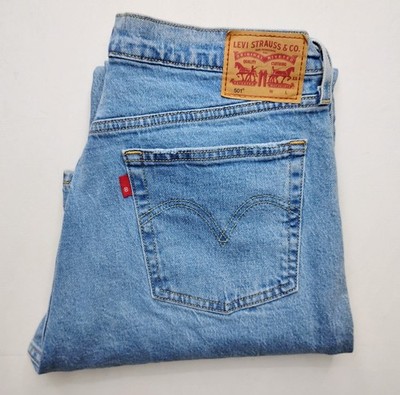 Levi's 501 Button Fly Light Wash Jeans Womens  33x32 Factory Distressed