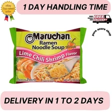 24 Packs, Maruchan Lime Chili Shrimp Ramen Noodles, 3 Oz Packaged Noodle Soup
