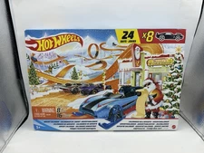 Hot Wheels 24 Day Advent Calendar, 8 Cars + 16 Accessories, Damaged Box UNOPENED