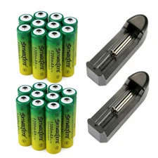 20pc SkyWolfEye 14500 Battery Rechargeable 3.7V 1200mAh Cell +2x Smart Charger