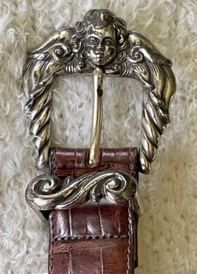 Brighton Angel Buckle Belt Brighton Embossed Alligator Croc Dark Mahagony Brown Leather  main image 2