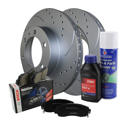 Front Brake Kit 319mm Drilled Disc Rotors Bosch Ceramic Pads For 4Runner Tacoma