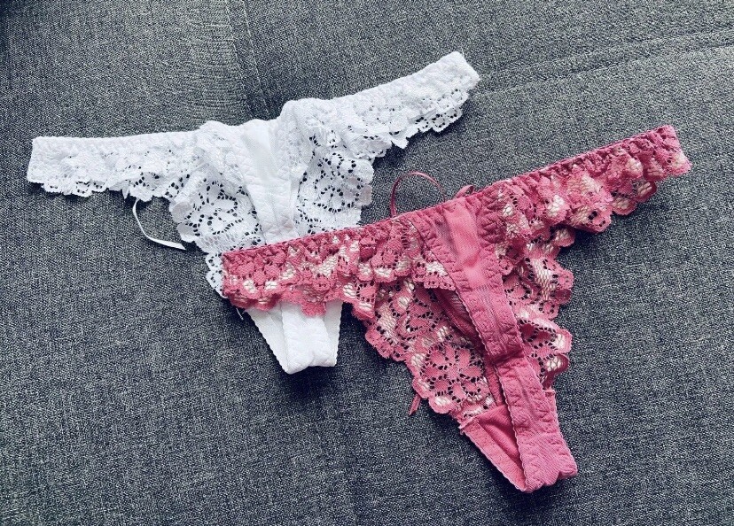 2 Pack, White And Fuchsia Pink Lacey Thongs. Brand New With Tags. Sexy Detail.