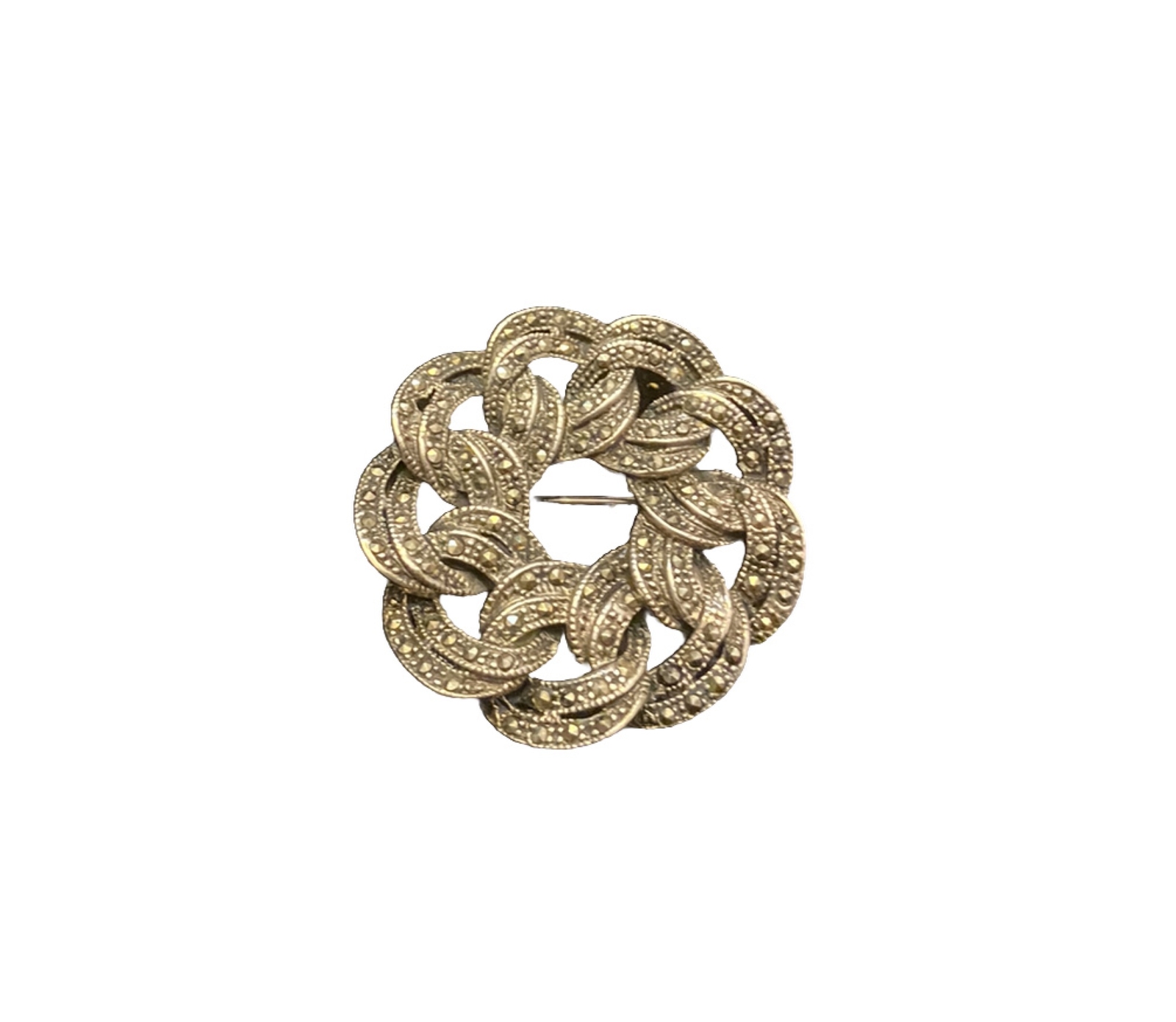 Vintage Marcasite 925 Silver Interlocking Circle … - image 12
