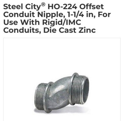 Steel City HO 224 1-1/4” Rigid Offset Conduit Fitting Connectors (6) In ...