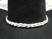 BRAIDED White HATBAND Genuine LEATHER for Western Cowboy Cowgirl Hats Hat Band