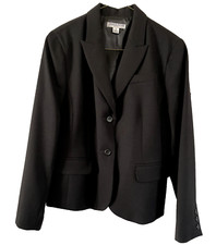 VTG Pendleton Blazer Women s Size 14 PETITE Black 2 button vented back US fabri