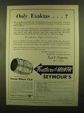 1956 Exakta Ad - Cameras, Tessar 80mm F2.8 Lens