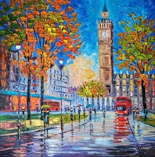 Slava Ilyayev Hand Signed art CANVAS London UK HEAVILY EMBELLISHED 5/95 XL