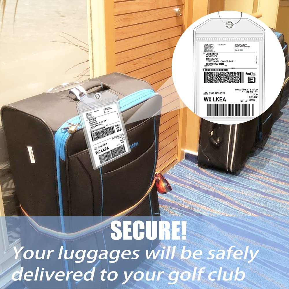 2 Packs Extra Large Golf Luggage Tag 9 x 6 Shipping Label Holder for Golf