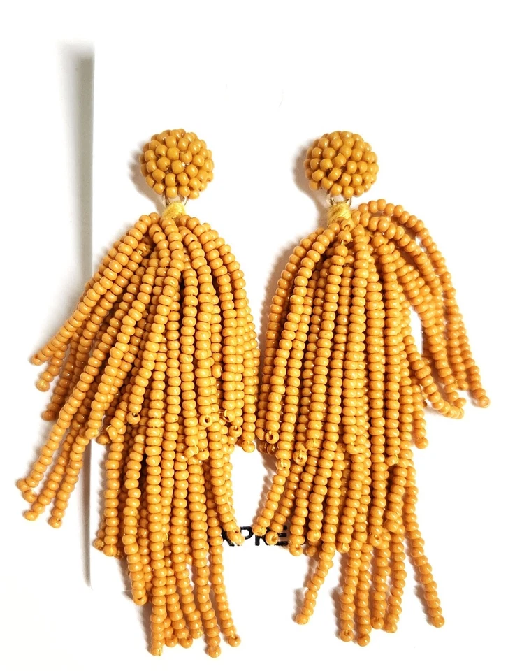 Pendientes colgantes Express con borla en capas con cuentas musgo antiguo 942 latón amarillo nuevos con etiquetas Foto 3 de 4