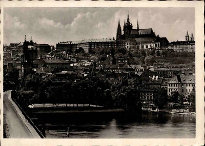 PRAHA Prag Panorama-Karte 2. Weltkrieg Feldpost gelaufen mit Briefstempel - Bild 1 von 2