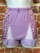 Rhonda Shear Lavender Floral Mesh Dot Pin-Up Retro High Waist Panties New