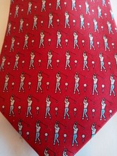 Vineyard Vines Men's Red GOLF Print Silk Neck Tie EXCELLENT
