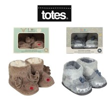 Totes Slipper Booties Kids Toddlers Cosy Grip Dinosaur/Reindeer Gift Box- 1 Pair