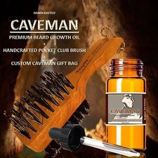 Caveman Facial Hair Growth Oil Grow Fast Mustache Beard Growth Sideburns + Brush