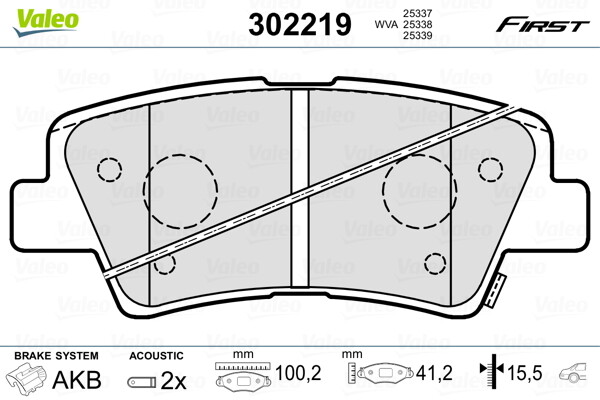 302219 VALEO Brake Pad Set, disc brake for HYUNDAI,KIA,SSANGYONG