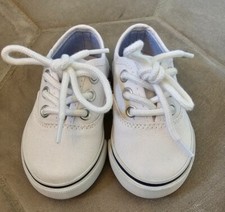 EUC Janie and Jack Twill Low Top White Sneakers Size 4 Toddler